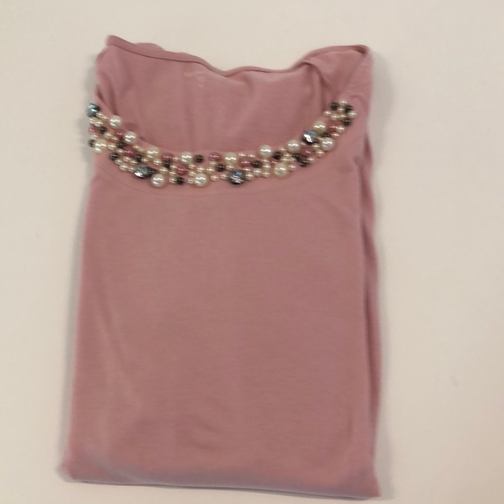 Garnet Hill 3/4 Sleeve Embellished T-Shirt.